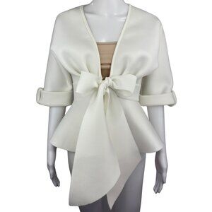 Daylight Ivory Tie-Front Bow Peplum Blazer Size S
